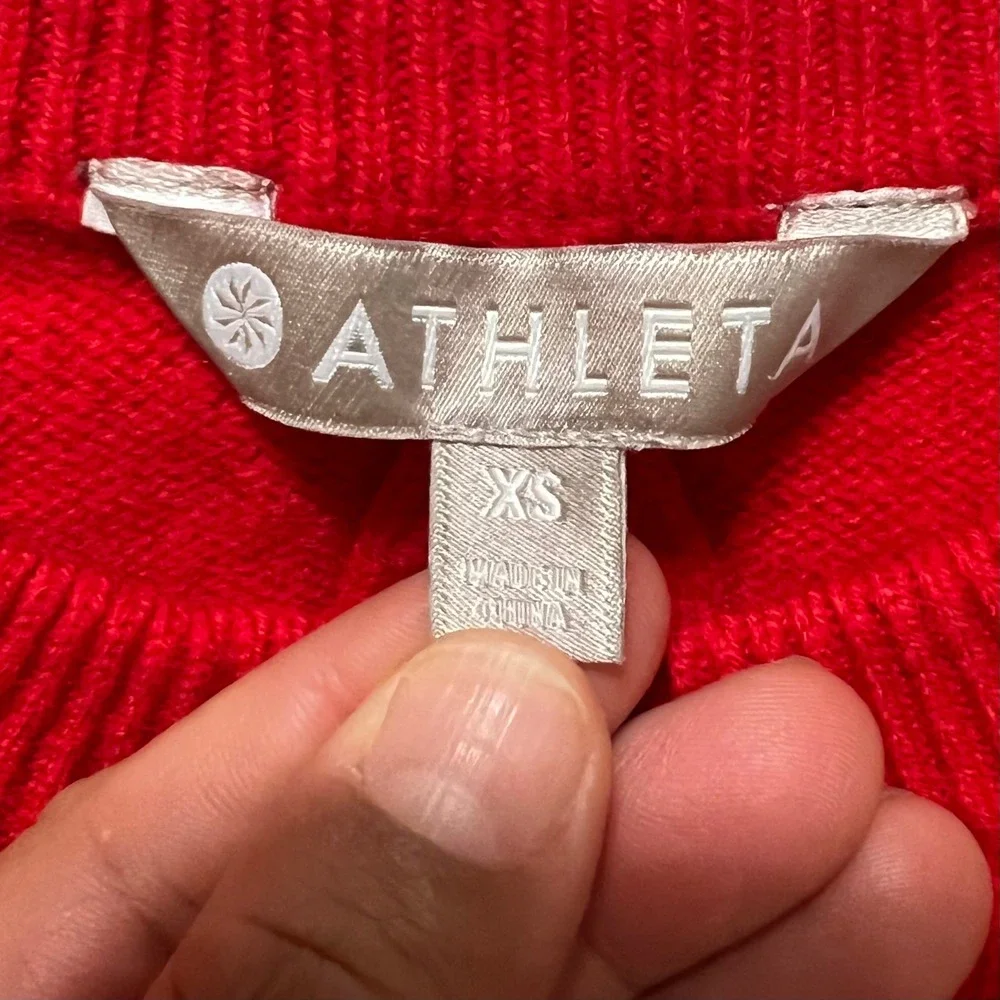 Athleta Perspective Red Wool Cashmere‎ Crew Neck Long Sleeve Relaxed Fit Sweater